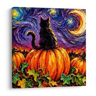 OBRAZ KOČKA MEZI DÝNĚMI A MĚSÍCEM - HALLOWEENSKÉ A HOROROVÉ OBRAZY - OBRAZY