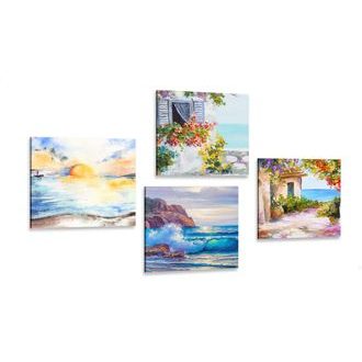 SET OBRAZŮ NÁDECH MOŘE V IMITACI OLEJOMALBY - SESTAVY OBRAZŮ - OBRAZY