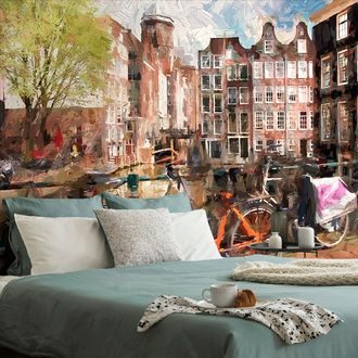 SELF ADHESIVE WALLPAPER SKETCHED AMSTERDAM - SELF-ADHESIVE WALLPAPERS - WALLPAPERS