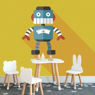 WALLPAPER CHEERFUL ROBOT - CHILDRENS WALLPAPERS - WALLPAPERS