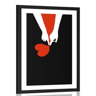 Poster cu passepartout legătura a două inimi