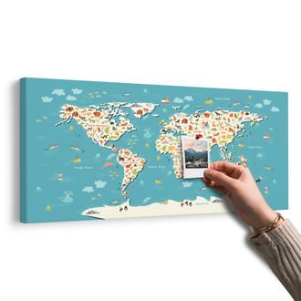 OBRAZ NA KORKU DĚTSKÁ MAPA SE ZVÍŘÁTKY - OBRAZY NA KORKU - OBRAZY
