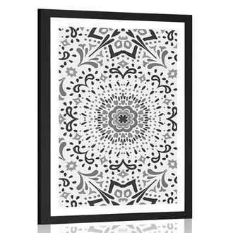 Poster with mount unique ethnic pattern in black and white