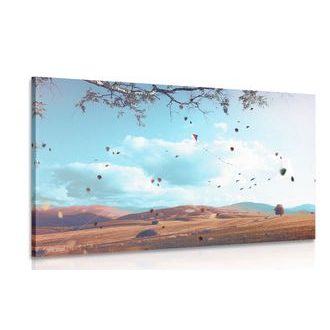 WANDBILD FALLENDES LAUB IN DER HERBSTLANDSCHAFT - WANDBILDER FELDER UND WIESEN - BILDER