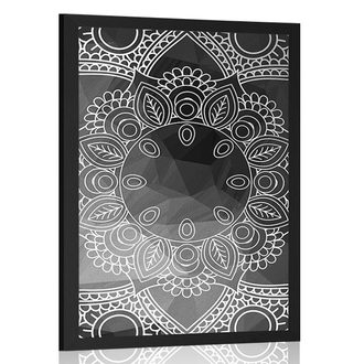 Plakát černobílá Mandala