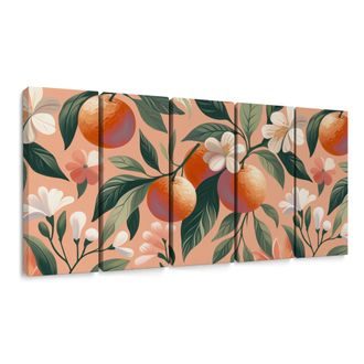 5-DÍLNÝ OBRAZ SLUNNÉ POMERANČE - OBRAZY STROMY A LISTY - OBRAZY
