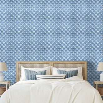 SAMOLEPÍCÍ TAPETA MODRÉ GEOMETRICKÉ VZORY - VZOROVANÉ TAPETY - TAPETY