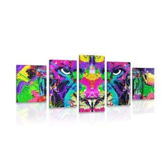 5-PIECE CANVAS PRINT COLORFUL BEAST - POP ART PICTURES - PICTURES