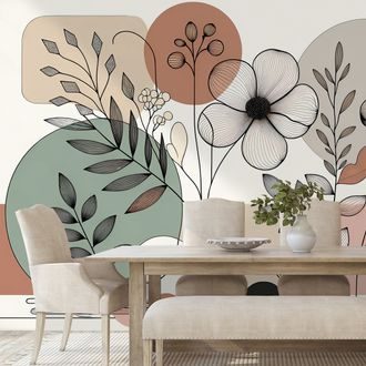 SAMOLEPÍCÍ FOTOTAPETA ABSTRAKTNÍ KVĚTINY A LISTY - ABSTRAKTNÍ TAPETY - TAPETY