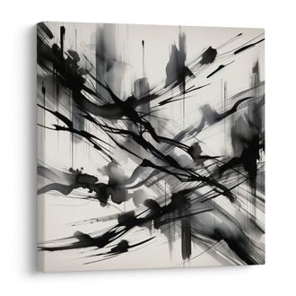 WANDBILD EXPRESSIVE SCHWARZE STRICHE - WANDBILDER ABSTRAKTE FORMEN - BILDER