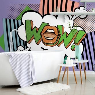 Stylish purple pop art Self adhesive wallpaper - WOW!