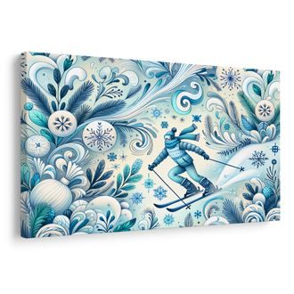 OBRAZ ZIMNÍ LYŽAŘ NA SVAHU - OBRAZY HORY - OBRAZY