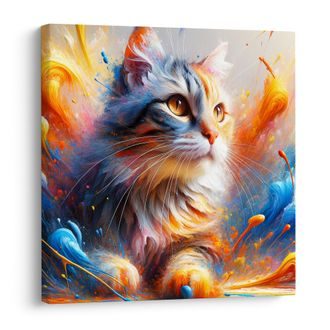 OBRAZ KOČKA VE VÍRU BAREV - OBRAZY KOČKY - OBRAZY