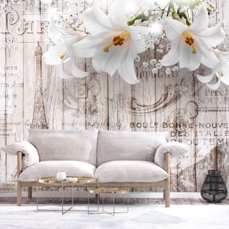 Self adhesive wallpaper lily flowers and Paris