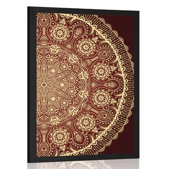 POSTER DECORATIVE MANDALA WITH A LACE IN BURGUNDY COLOR - FENG SHUI - POSTERS