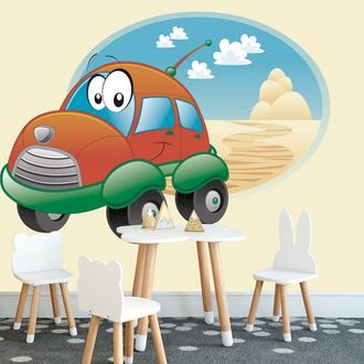 PAPIER PEINT VOITURE EN VOYAGE - PAPIER PEINT POUR ENFANTS - PAPIER PEINT