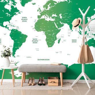 SELF ADHESIVE WALLPAPER WORLD MAP WITH INDIVIDUAL STATES IN GREEN - SELF-ADHESIVE WALLPAPERS - WALLPAPERS