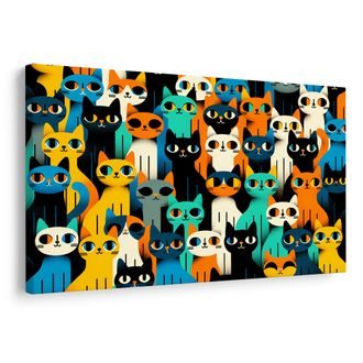 OBRAZ BAREVNÉ KOČKY V ŘADĚ - OBRAZY KOČKY - OBRAZY