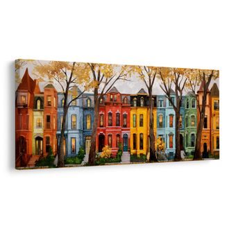 OBRAZ PODZIMNÍ KOUZLO MĚSTA - BAREVNÉ DOMY - OBRAZY