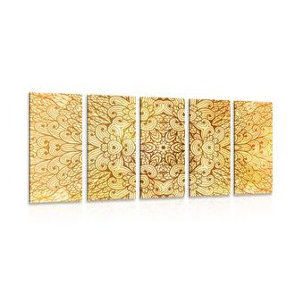 5-TEILIGES WANDBILD GOLDENES ETHNISCHES MANDALA - BILDER MIT FENG SHUI-MOTIVEN - BILDER