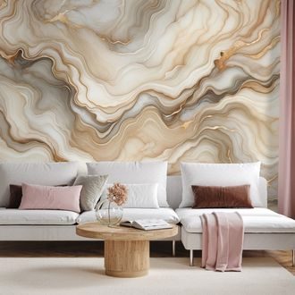 SELBSTKLEBENDE TAPETE MARMORNE ELEGANZ IN GOLDTÖNEN - MARMOR-TAPETEN - TAPETEN