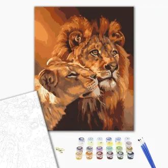 PAINT BY NUMBERS LIONS IN LOVE - ANIMALS - PAINTING BY NUMBERS