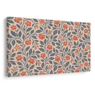 TABLEAU SUR TOILE – FLEURS CORAIL SUR FOND BEIGE - TABLEAUX DE FLEURS - TABLEAUX