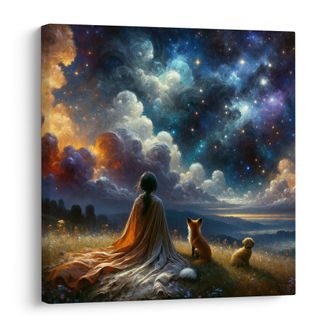 OBRAZ POSTAVA S LIŠKOU A PSEM - OBRAZY LIDÍ - OBRAZY