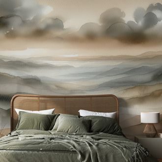 SAMOLEPÍCÍ TAPETA AKVARELOVÁ KRAJINA V MLZE - TAPETY PODLE MOTIVU - TAPETY