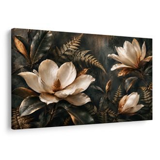 OBRAZ ELEGANCKIE MAGNOLIE W ZŁOTYCH TONACH - OBRAZY MAGNOLIA - OBRAZY