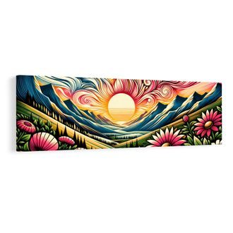 OBRAZ SLUNEČNÍ KRAJINA S KVĚTINAMI A HORAMI - OBRAZY POLE A LOUKY - OBRAZY