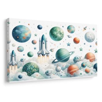 OBRAZ RAKETA MEZI PLANETAMI - DĚTSKÉ OBRAZY VESMÍR - OBRAZY