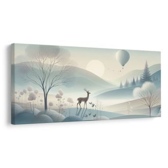 OBRAZ LESNÍ KRAJINA S JELENEM A HORAMI - OBRAZY ZVÍŘAT - OBRAZY