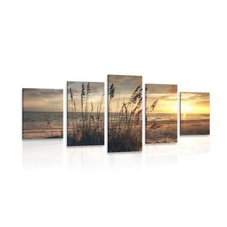 5-PIECE CANVAS PRINT SUNSET ON A BEACH - PICTURES OF NATURE AND LANDSCAPE - PICTURES