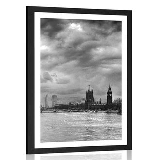 POSTER WITH MOUNT UNIQUE LONDON IN BLACK AND WHITE - BLACK AND WHITE - POSTERS