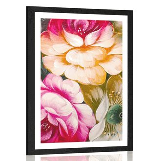 AFFICHE AVEC MONTURE MONDE IMPRESSIONNISTE DE FLEURS - FLEURS - AFFICHES