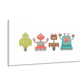 CANVAS PRINT FAMILY OF ROBOTS - CHILDRENS PICTURES - PICTURES