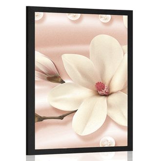 POSTER LUXURIOUS MAGNOLIA WITH PEARLS - FLOWERS - POSTERS