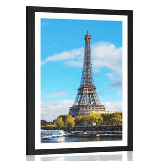 Plakat s paspartujem čudovita panorama Pariza