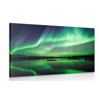 CANVAS PRINT GREEN NORTHERN LIGHTS - PICTURES OF NATURE AND LANDSCAPE - PICTURES