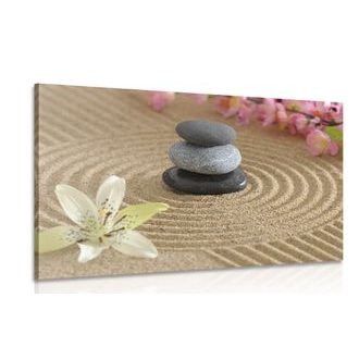 Wandbild Zen-Garten und Steine im Sand