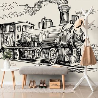 WALLPAPER TRAIN IN RETRO DESIGN - WALLPAPERS VINTAGE AND RETRO - WALLPAPERS