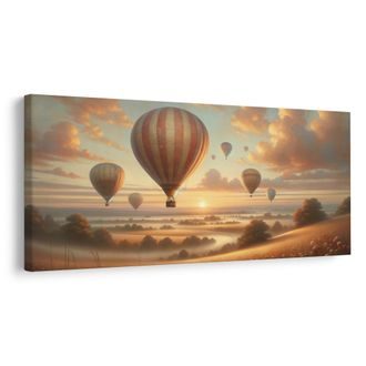 OBRAZ ZÁPAD SLUNCE S BALONY - OBRAZY POLE A LOUKY - OBRAZY