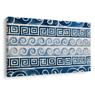 TABLEAU SUR TOILE – MOTIFS GRECS BLEUS À L’AQUARELLE - TABLEAUX PAR THÈME - TABLEAUX