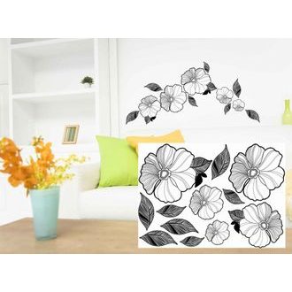 DECORATIVE WALL STICKERS ELEGANT BLACK & WHITE FLOWERS - STICKERS