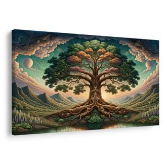 OBRAZ MAJESTÁTNÍ STROM ŽIVOTA V HORÁCH - OBRAZY STROMY ŽIVOTA - OBRAZY