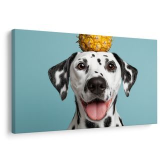 WANDBILD DALMATINER MIT ANANAS AUF DEM KOPF - BILDER VON HUNDEN - BILDER