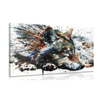 Slika volk v akvarel izvedbi