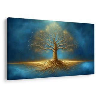 OBRAZ ZLATÝ STROM ŽIVOTA V MODŘI - OBRAZY STROMY ŽIVOTA - OBRAZY