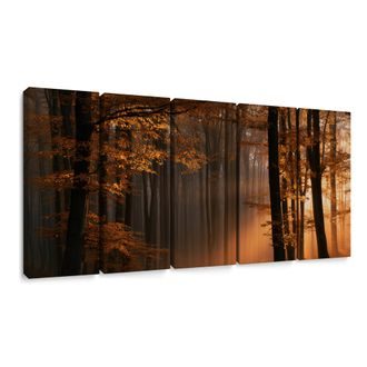 5-DÍLNÝ OBRAZ PODZIMNÍ LES V MLZE - PICTURES FOREST - PICTURES